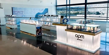 View of the APM Monaco and Swarovski retail cases in the International A Gates