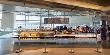 Exterior of Modern Bay Brew kiosk at SFO
