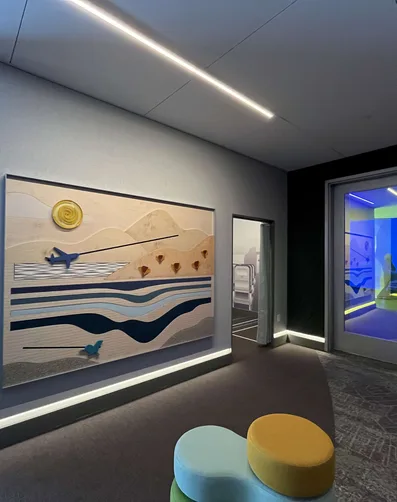 Sensory Room at SFO artwork and cushioned seating