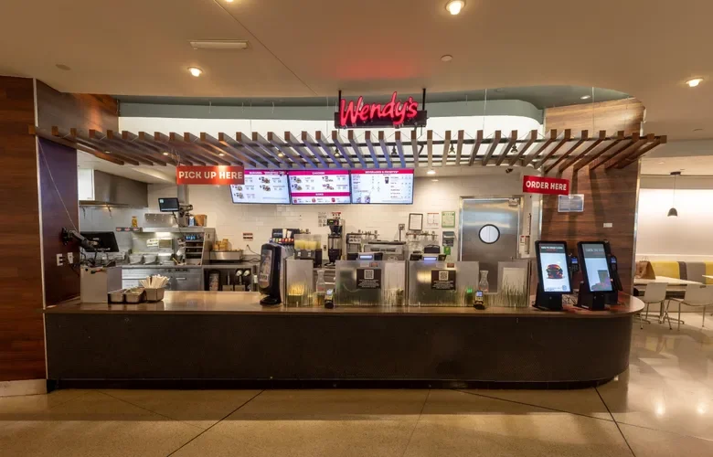 Exterior of Wendy's with digital menu boards in the International Terminal, SFO