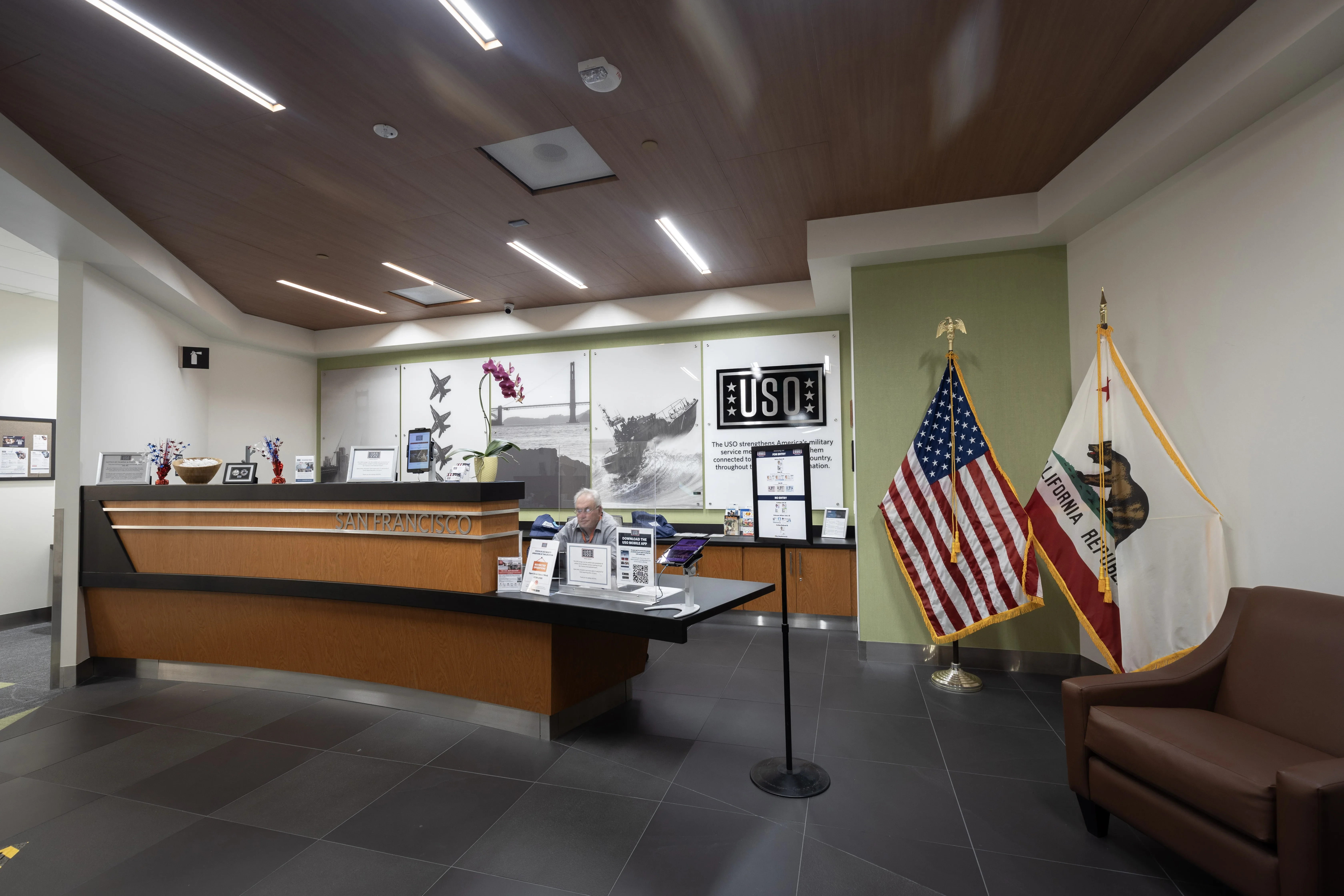 Front desk of the USO Center at SFO