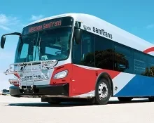 Front view of a samTrans bus