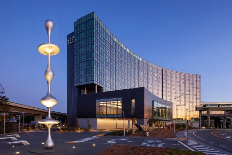 Exterior facade of the Grand Hyatt hotel at SFO