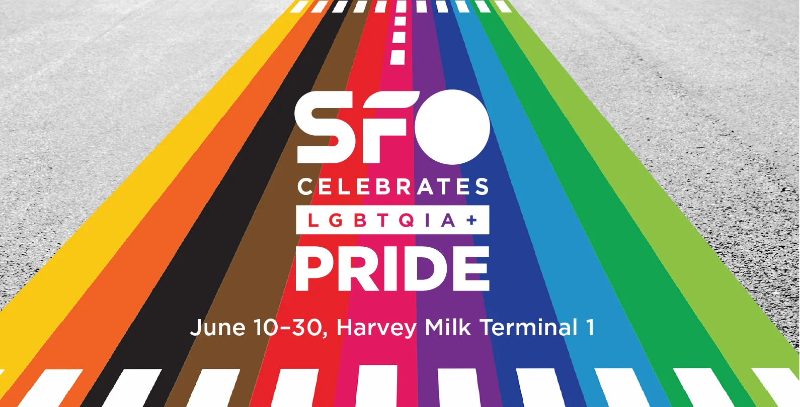 Rainbow pattern on SFO runway to celebrate Pride