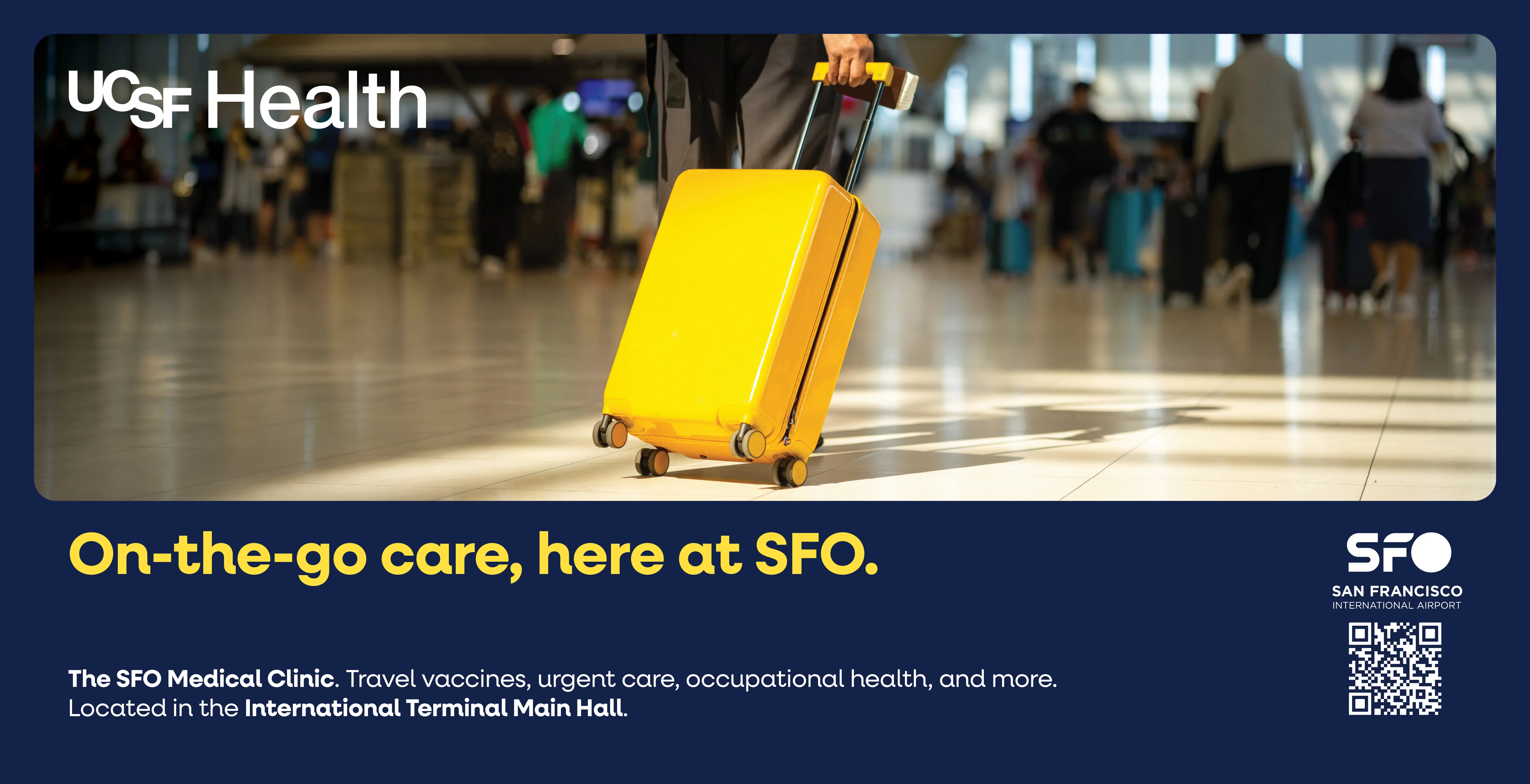 Yellow suitcase in an airport