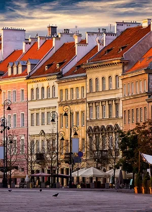 Close up of buildings in Warsaw Old Town