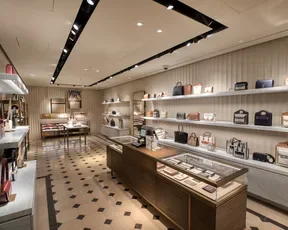 Handbag and small leather goods display at Burberry