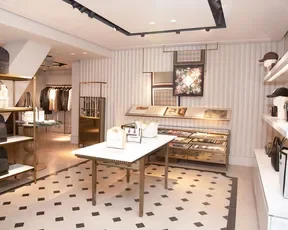Handbag and scarf display at Burberry, SFO