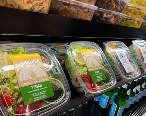 Prepared vegan salads by Burma Love sold at Pronto, SFO